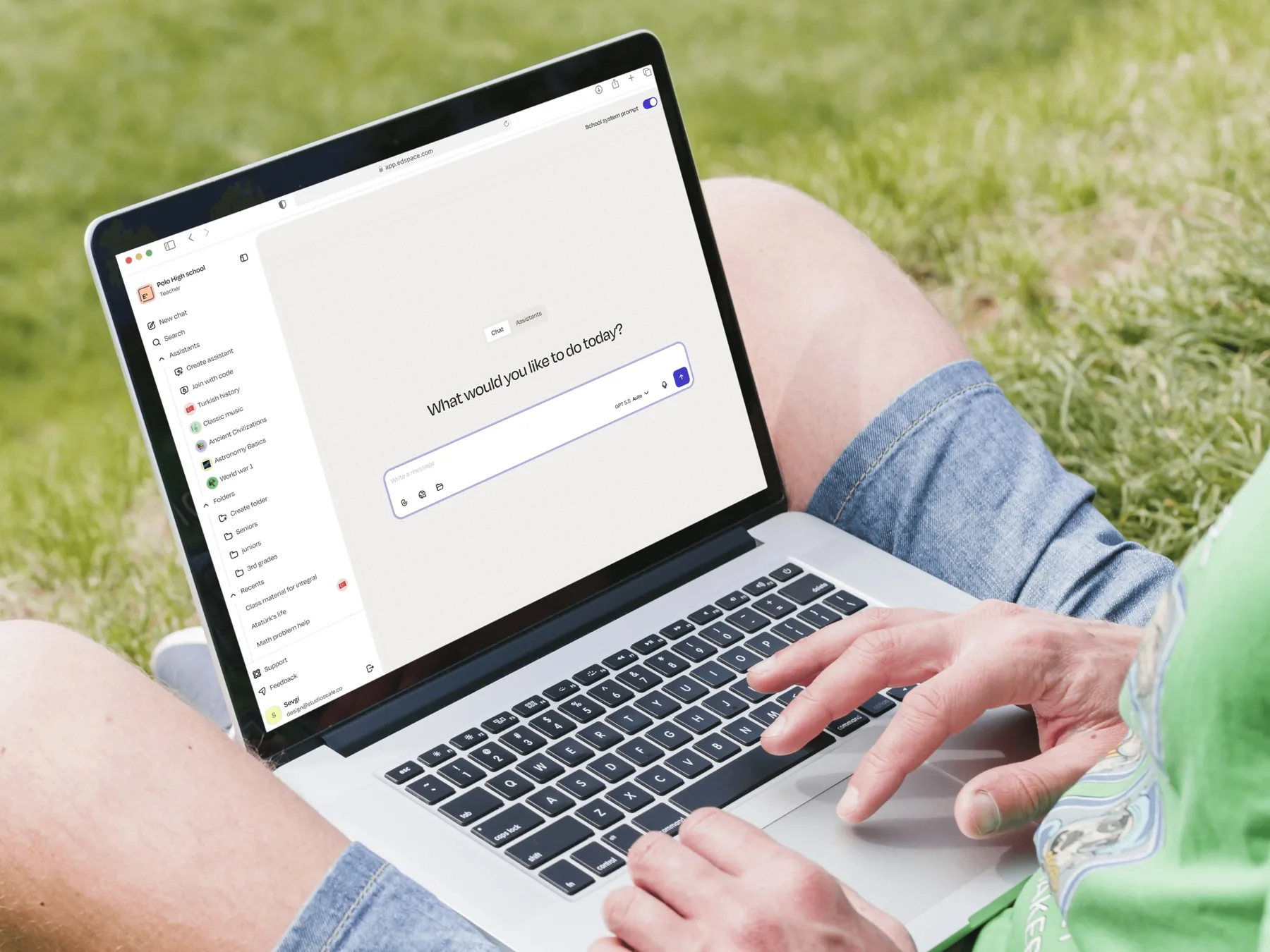 EdSpace SafeGPT on a laptop: What would you like to do today?