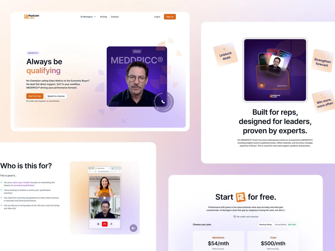 Replicate Labs marketing page with hero, video and monthly plans