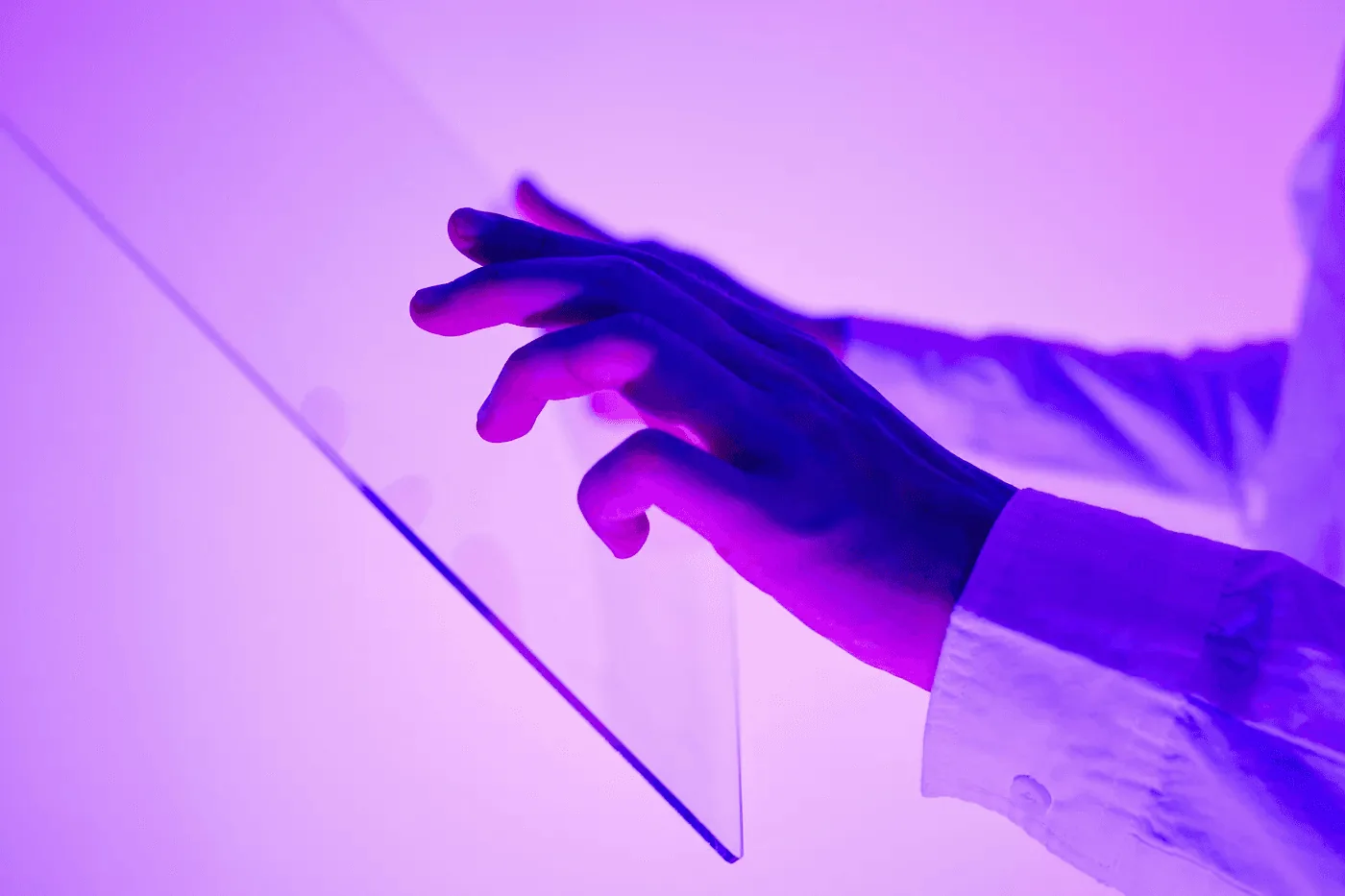 Hand interacting with a digital interface
