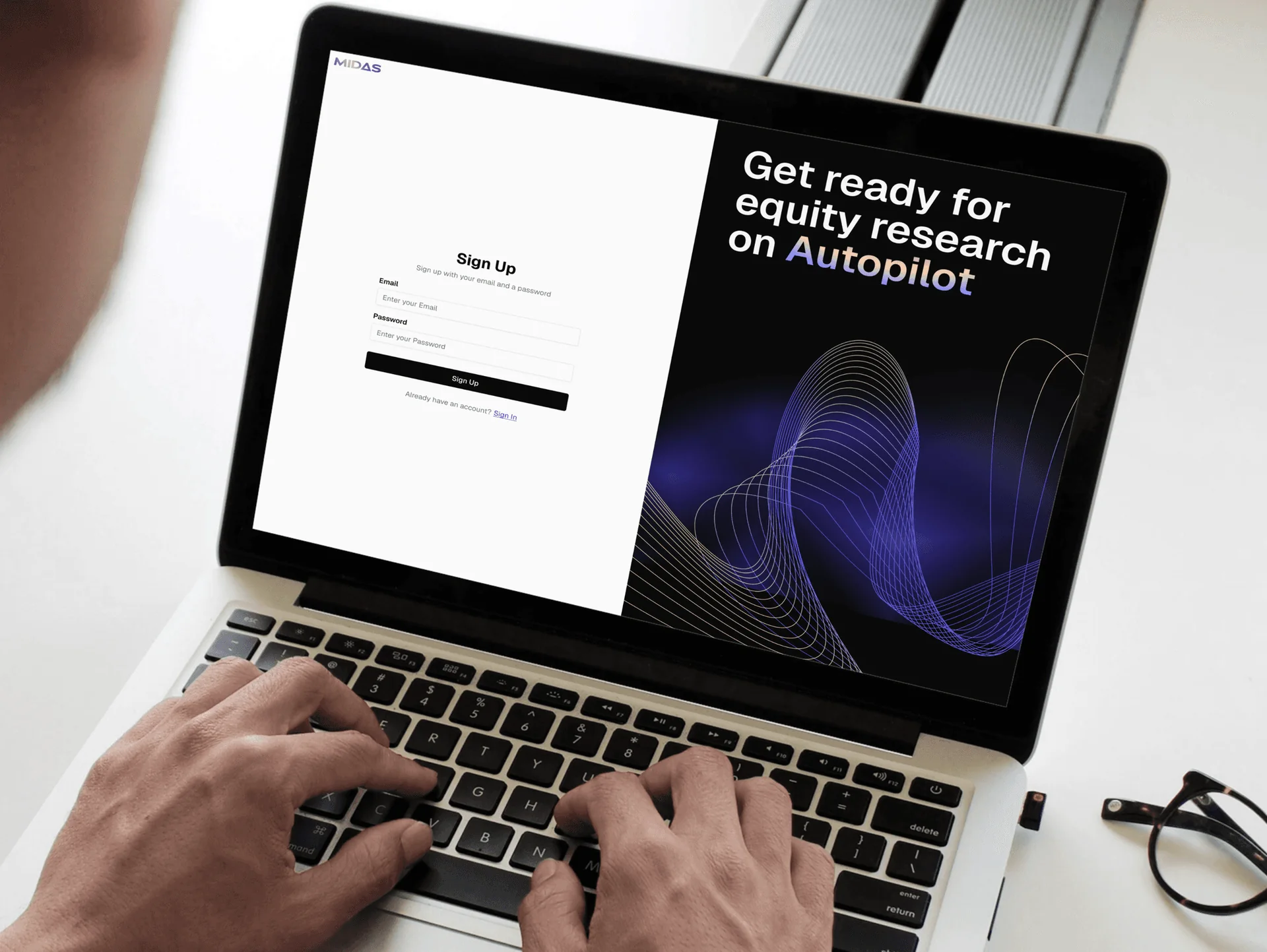 Midas AI financial research dashboard