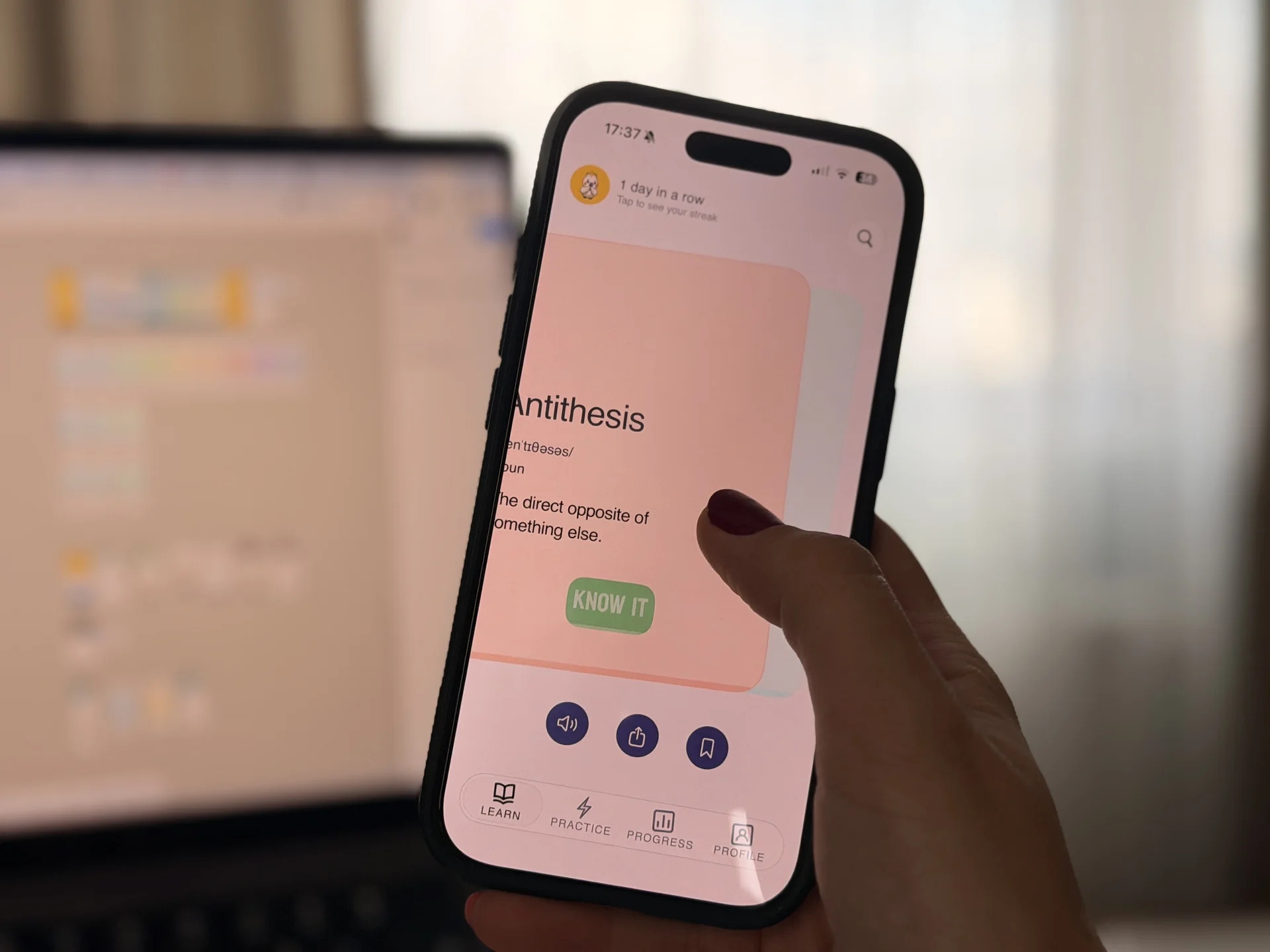 Person validating an app on a phone