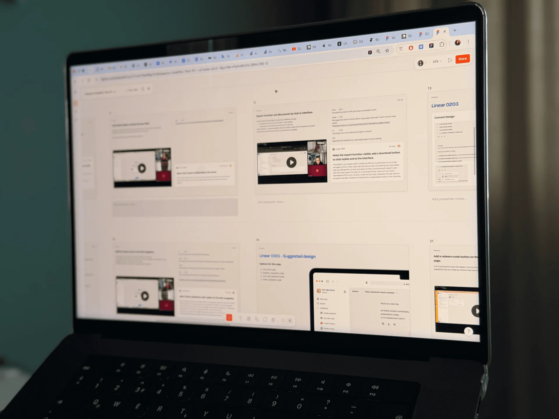 Product design screens in Figma on a laptop